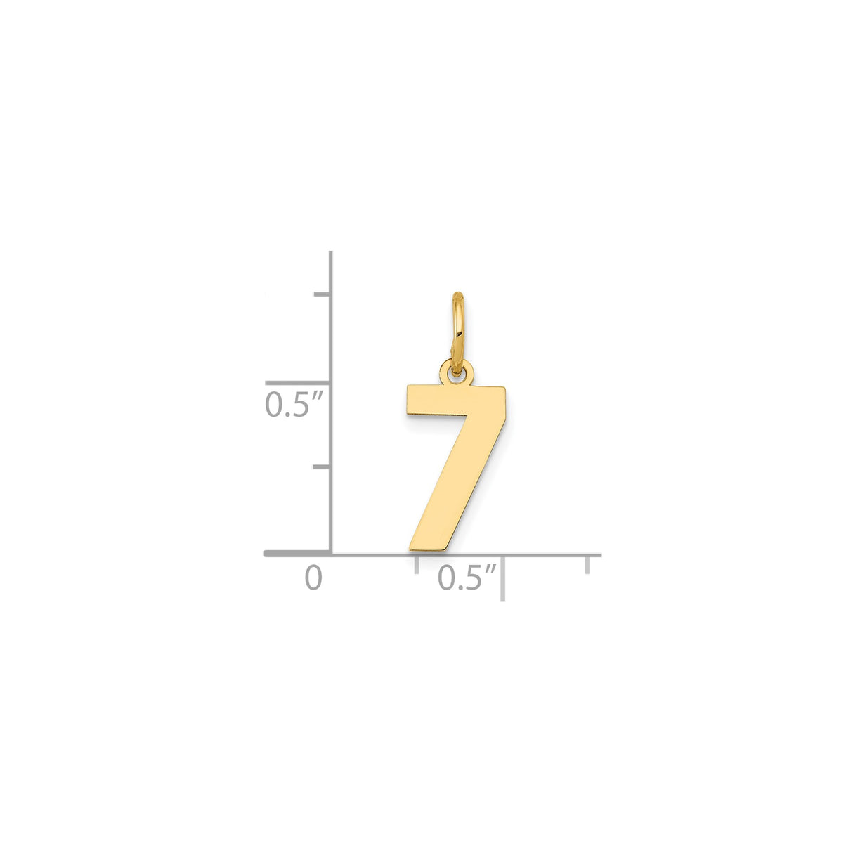 14k Yellow Gold Number 7 Pendant Charm, Polished Lucky Symbolic Jewelry for Men and Women