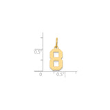 14k Yellow Gold Number 8 Pendant Charm, Block Font, Unisex Lucky Symbol or Sports Fan Jewelry