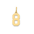 14k Yellow Gold Number 8 Pendant Charm, Block Font, Unisex Lucky Symbol or Sports Fan Jewelry