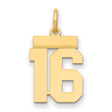 Small Polished Number 16 Charm Pendant in Real 14k Yellow Gold