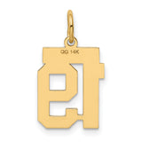14k Yellow Gold Number 19 Pendant, Bold Block Style Sports Jersey Charm