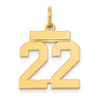 14k Yellow Gold Number 22 Pendant, Bold Block Numerals, Athletic Jersey Charm for Men or Unisex