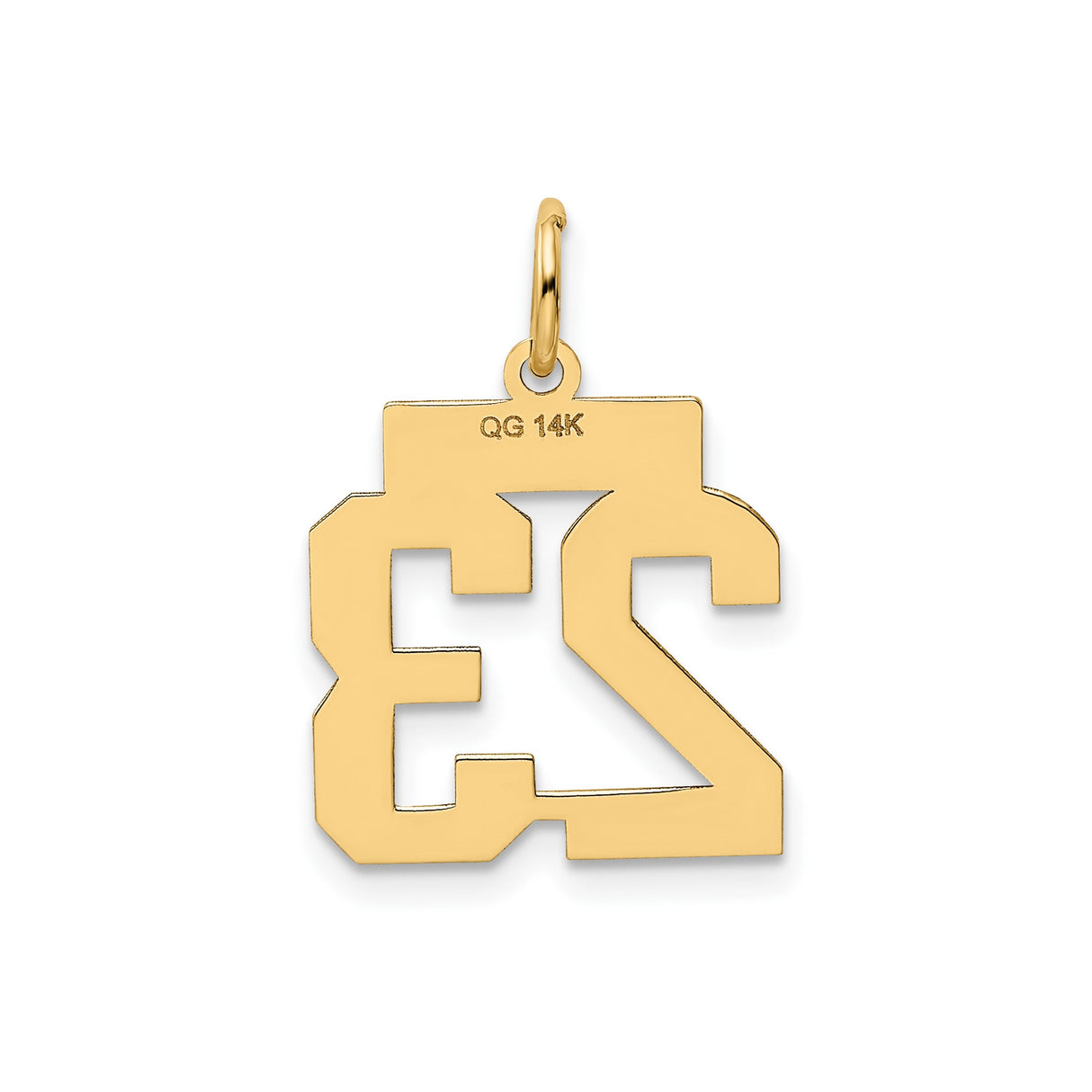 14k Yellow Gold Number 23 Pendant, Bold Jersey Style Sports Charm for Men and Unisex