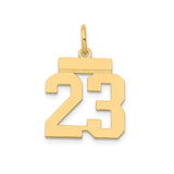 14k Yellow Gold Number 23 Pendant, Bold Jersey Style Sports Charm for Men and Unisex