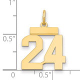 14k Yellow Gold Number 24 Pendant, Bold Block Numerals, Unisex Sports Fan Charm