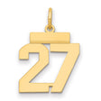 14k Yellow Gold Number 27 Pendant, Bold Block Style Numeric Charm for Men or Women