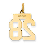 Small Polished Number 28 Charm Pendant in Real 14k Yellow Gold
