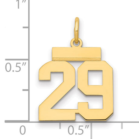 Small Polished Number 29 Charm Pendant in Real 14k Yellow Gold