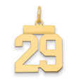 Small Polished Number 29 Charm Pendant in Real 14k Yellow Gold