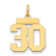 Small Polished Number 30 Charm Pendant in Real 14k Yellow Gold