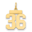 Small Polished Number 36 Charm Pendant in Real 14k Yellow Gold