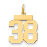 Small Polished Number 38 Charm Pendant in Real 14k Yellow Gold