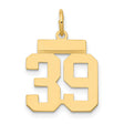 Small Polished Number 39 Charm Pendant in Real 14k Yellow Gold