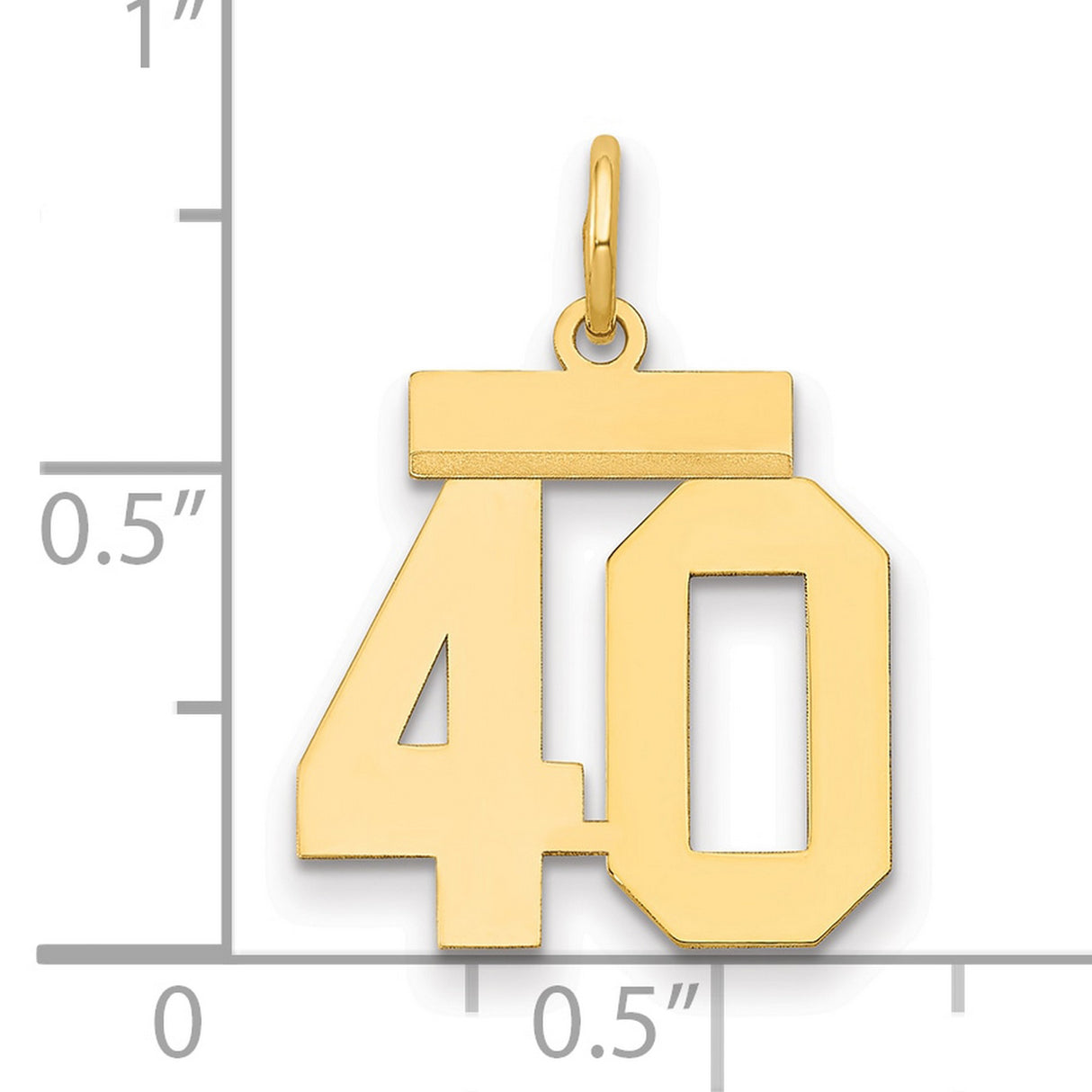 Small Polished Number 40 Charm Pendant in Real 14k Yellow Gold