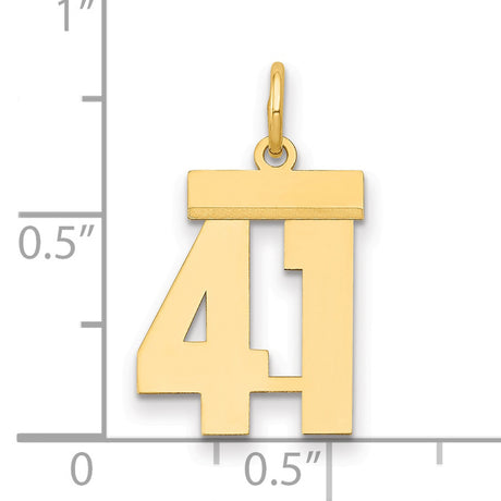 14k Yellow Gold Number 41 Pendant Charm, Polished Block Style Numerals, Unisex Jewelry