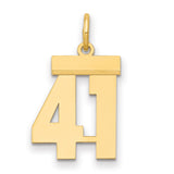 14k Yellow Gold Number 41 Pendant Charm, Polished Block Style Numerals, Unisex Jewelry