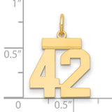 14k Yellow Gold Number 42 Pendant with Bold Block Numerals, Athletic Sports Jewelry
