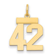14k Yellow Gold Number 42 Pendant with Bold Block Numerals, Athletic Sports Jewelry