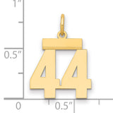 Small Polished Number 44 Charm Pendant in Real 14k Yellow Gold