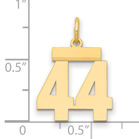 Small Polished Number 44 Charm Pendant in Real 14k Yellow Gold
