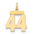 Small Polished Number 44 Charm Pendant in Real 14k Yellow Gold