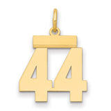 Small Polished Number 44 Charm Pendant in Real 14k Yellow Gold