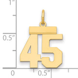 14k Yellow Gold Number 45 Pendant, Bold Sports Jersey Style Charm for Men or Women