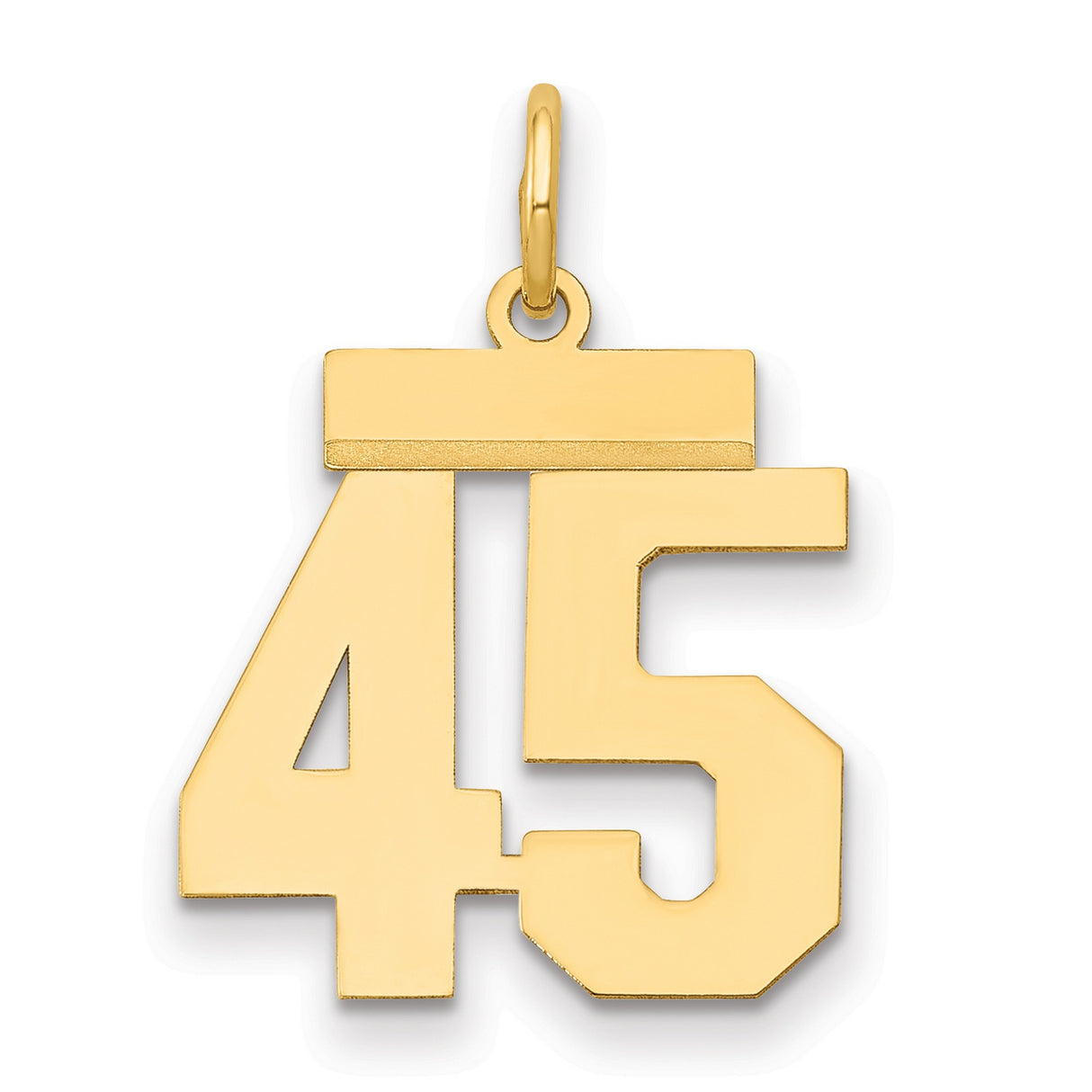 14k Yellow Gold Number 45 Pendant, Bold Sports Jersey Style Charm for Men or Women