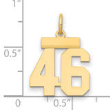 14k Yellow Gold Number 46 Pendant, Block Style Sports Charm for Men or Unisex Wear