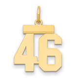 14k Yellow Gold Number 46 Pendant, Block Style Sports Charm for Men or Unisex Wear