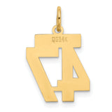 14k Yellow Gold Number 47 Pendant, Polished Bold Design, Unisex Sports or Lucky Number Charm
