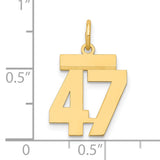 14k Yellow Gold Number 47 Pendant, Polished Bold Design, Unisex Sports or Lucky Number Charm