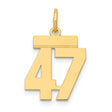 14k Yellow Gold Number 47 Pendant, Polished Bold Design, Unisex Sports or Lucky Number Charm