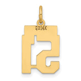 Small Polished Number 51 Charm Pendant in Real 14k Yellow Gold