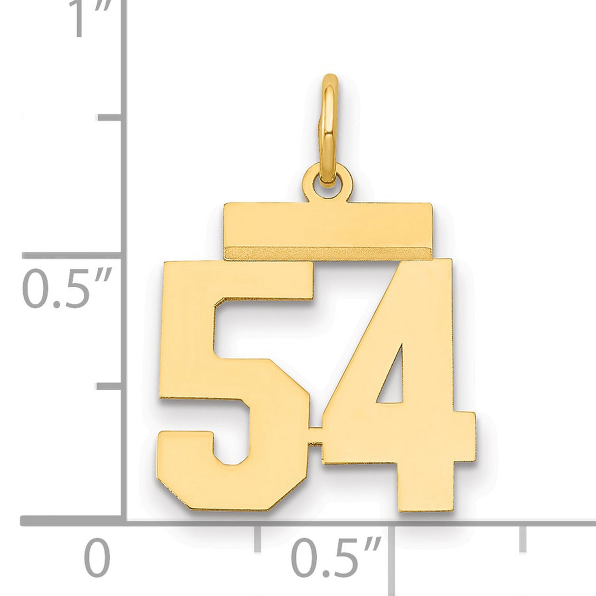 Small Polished Number 54 Charm Pendant in Real 14k Yellow Gold