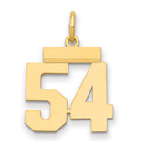 Small Polished Number 54 Charm Pendant in Real 14k Yellow Gold