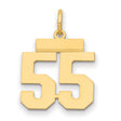 Small Polished Number 55 Charm Pendant in Real 14k Yellow Gold