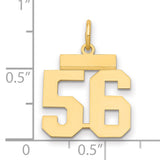 Small Polished Number 56 Charm Pendant in Real 14k Yellow Gold