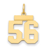 Small Polished Number 56 Charm Pendant in Real 14k Yellow Gold