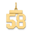 14k Yellow Gold Number 58 Pendant Charm, Bold Block Jersey Style, Unisex Sports Theme