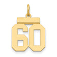 Small Polished Number 60 Charm Pendant in Real 14k Yellow Gold