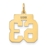 14k Yellow Gold Number 63 Pendant, Bold Block Font Jersey Style Charm for Men or Unisex