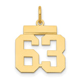 14k Yellow Gold Number 63 Pendant, Bold Block Font Jersey Style Charm for Men or Unisex