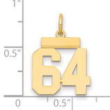 Small Polished Number 64 Charm Pendant in Real 14k Yellow Gold