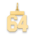 Small Polished Number 64 Charm Pendant in Real 14k Yellow Gold