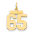 Small Polished Number 65 Charm Pendant in Real 14k Yellow Gold