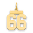 Small Polished Number 66 Charm Pendant in Real 14k Yellow Gold
