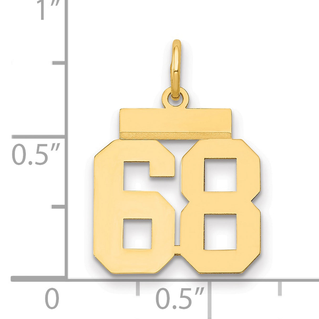 Small Polished Number 68 Charm Pendant in Real 14k Yellow Gold