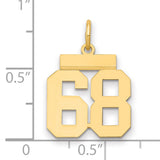 Small Polished Number 68 Charm Pendant in Real 14k Yellow Gold