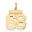 Small Polished Number 68 Charm Pendant in Real 14k Yellow Gold